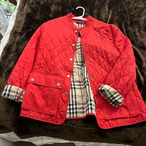 Burberry red quilted jacket